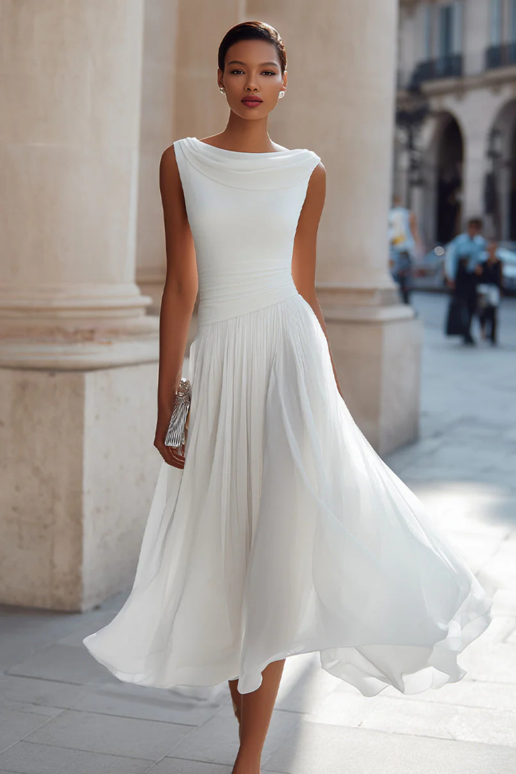 Vivienne | Women Draped Pleated Midi Dress