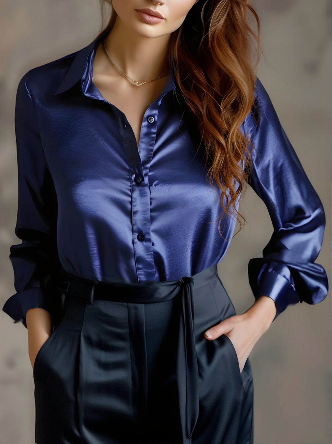 Selene | Women Satin Long Sleeve Blouse