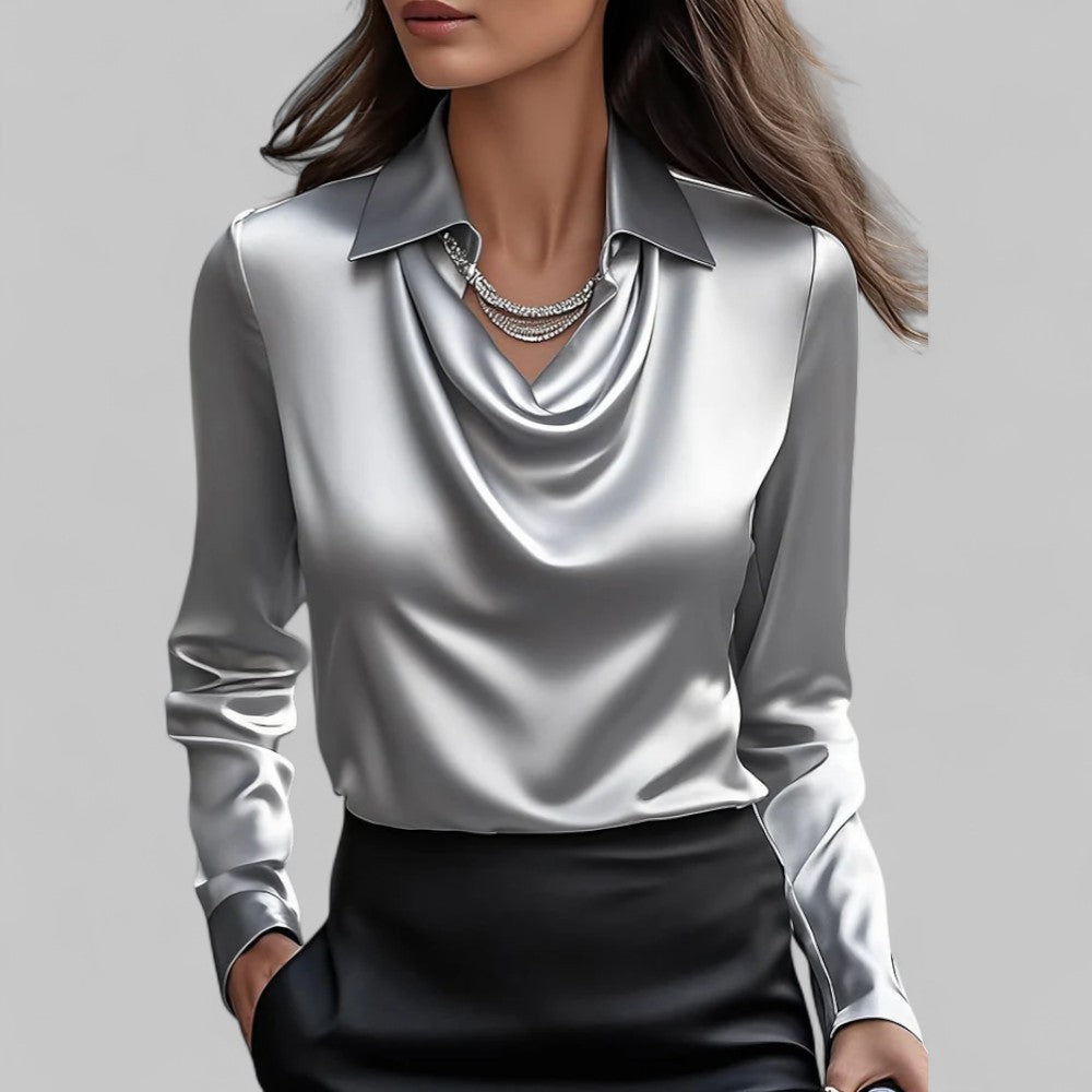 Harper | Women's Draped Neck Long Sleeve Blouse