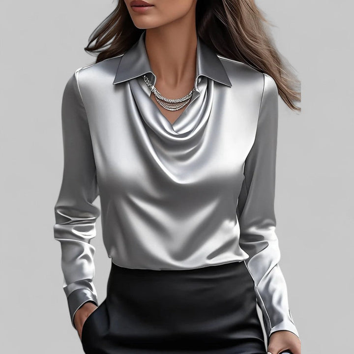 Harper | Women's Draped Neck Long Sleeve Blouse