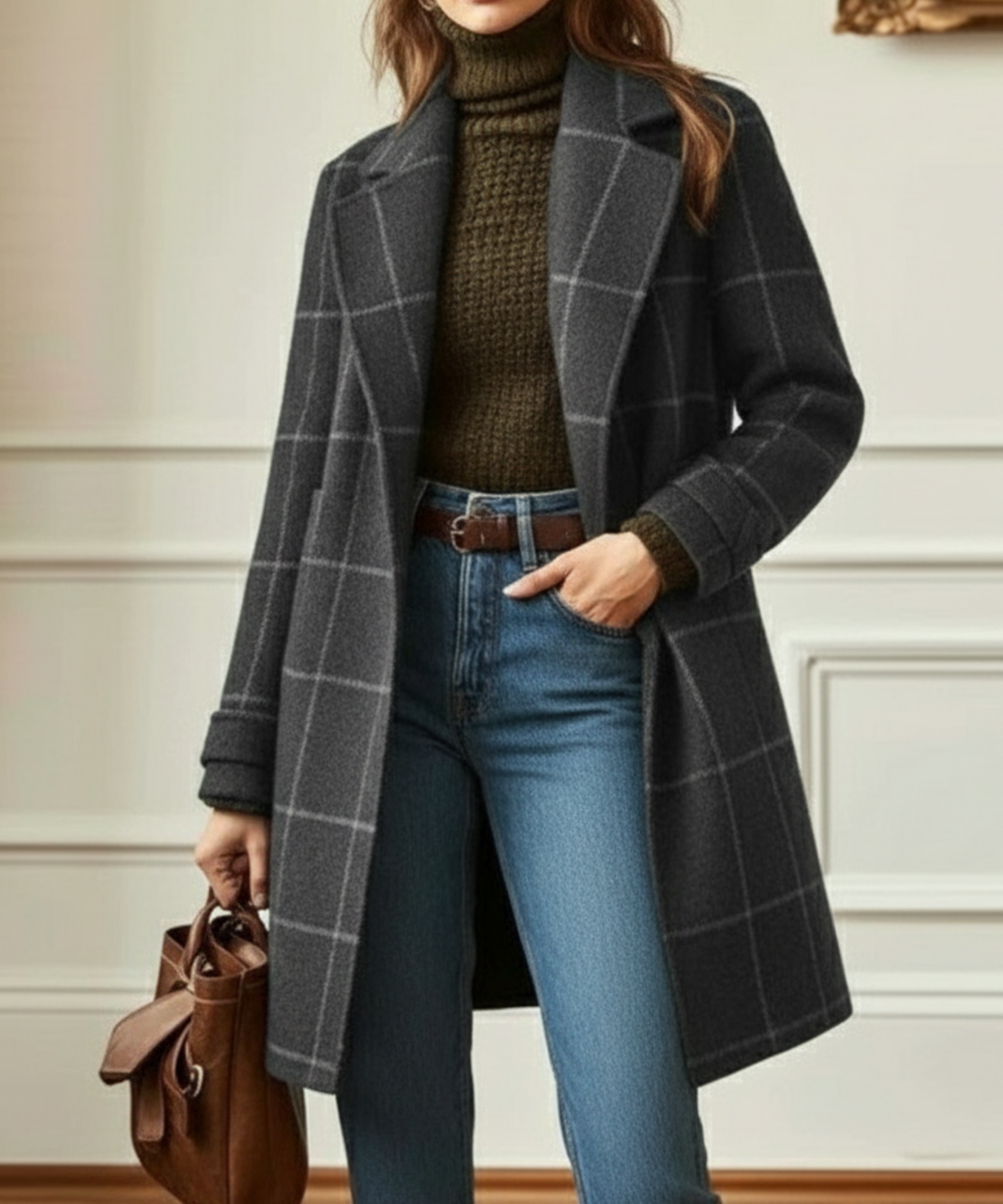 Jennifer | Women’s Wool Check Coat Jacket
