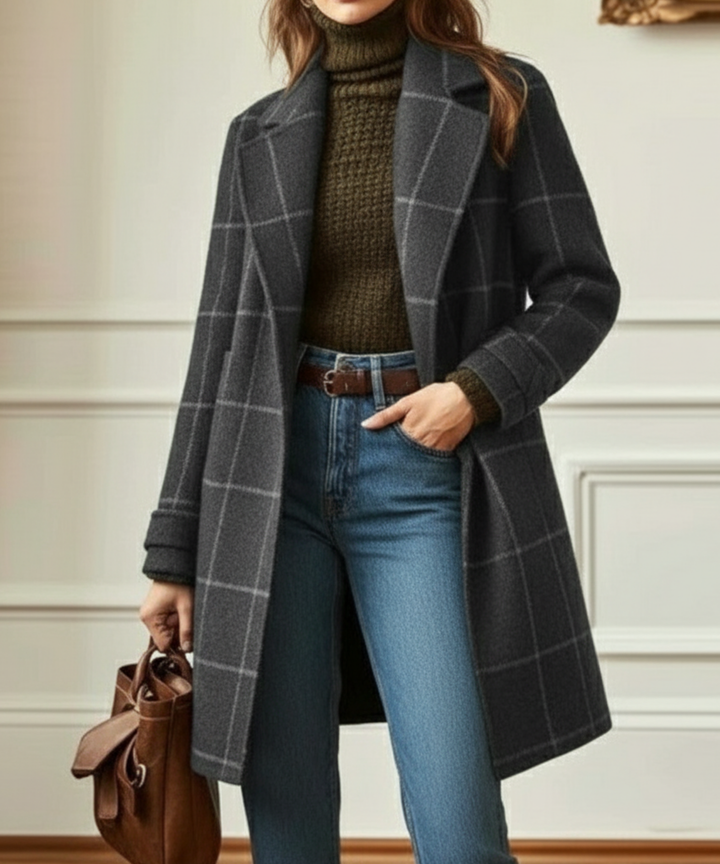 Jennifer | Women’s Wool Check Coat Jacket