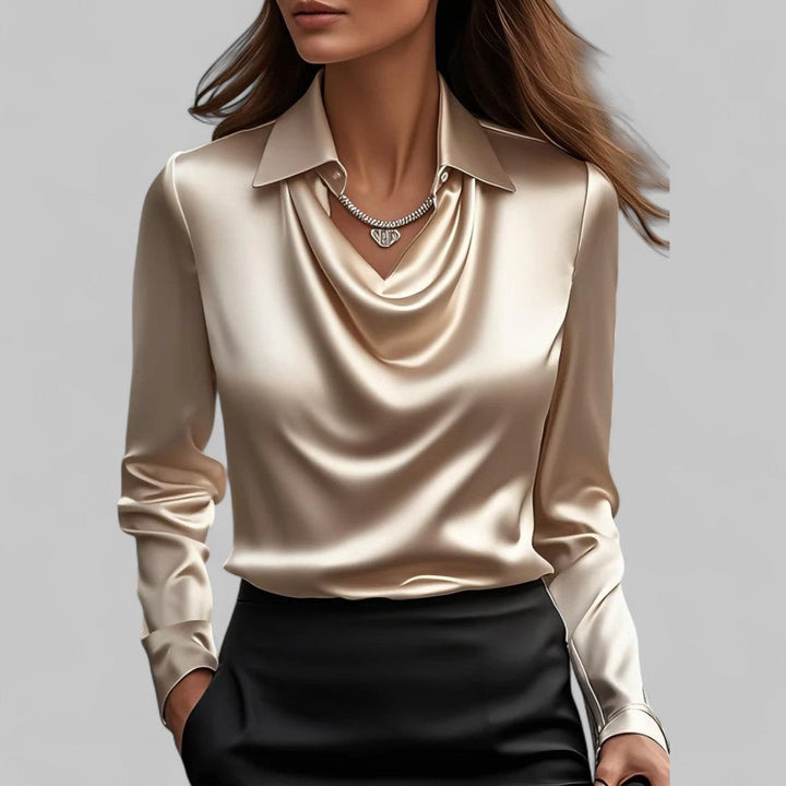 Harper | Women's Draped Neck Long Sleeve Blouse