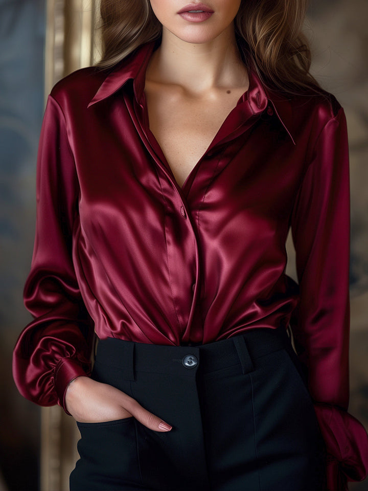 Selene | Women Satin Long Sleeve Blouse