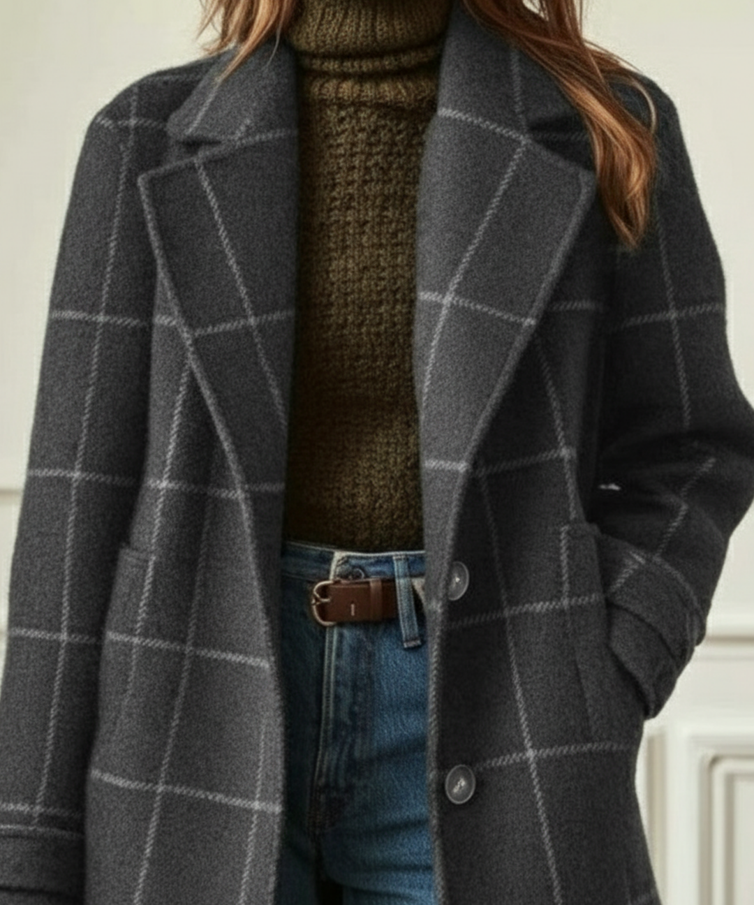 Jennifer | Women’s Wool Check Coat Jacket