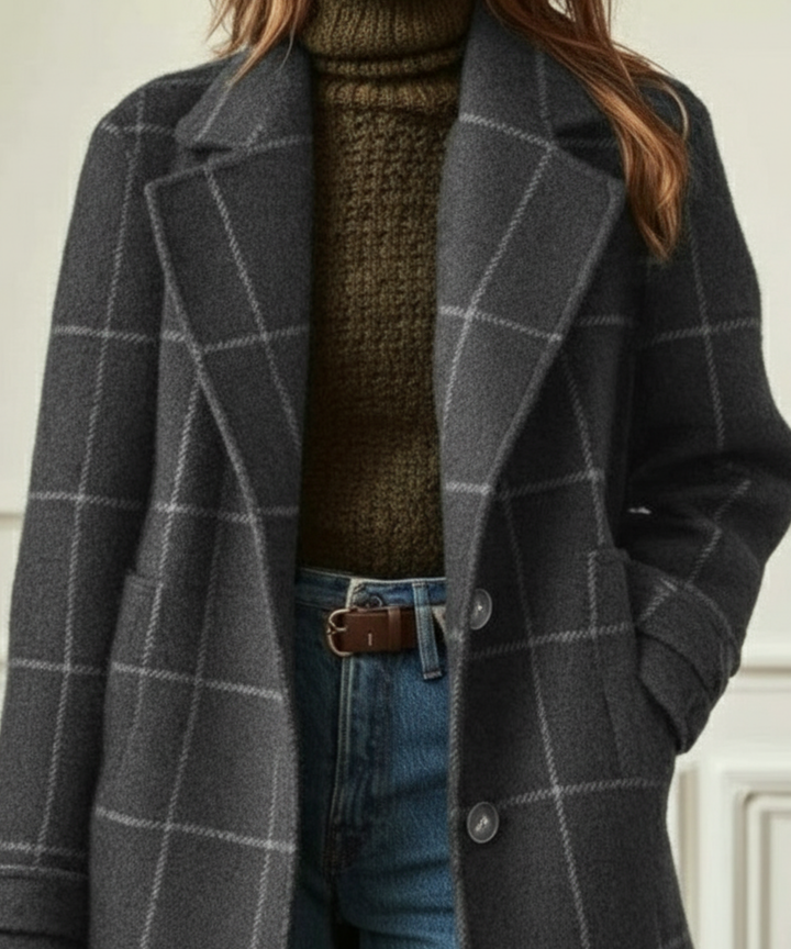 Jennifer | Women’s Wool Check Coat Jacket