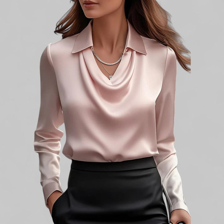 Harper | Women's Draped Neck Long Sleeve Blouse