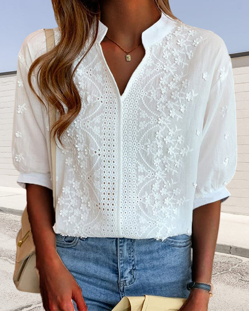 Xavier | Women V-Neck Puff Sleeve Blouse
