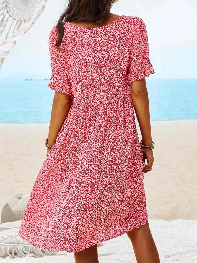 Daisy | Women's Ditsy Floral V-Neck Smock Dress