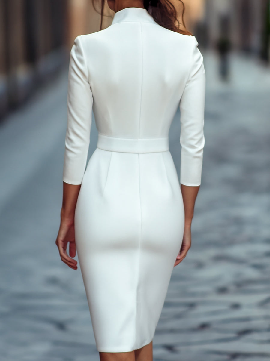 Selene | Women Belted Sheath Midi Dress