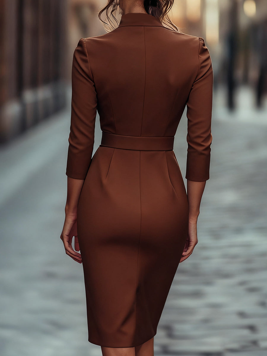 Selene | Women Belted Sheath Midi Dress