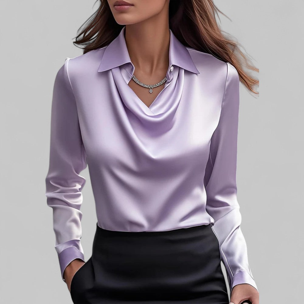 Harper | Women's Draped Neck Long Sleeve Blouse