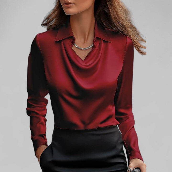 Harper | Women's Draped Neck Long Sleeve Blouse