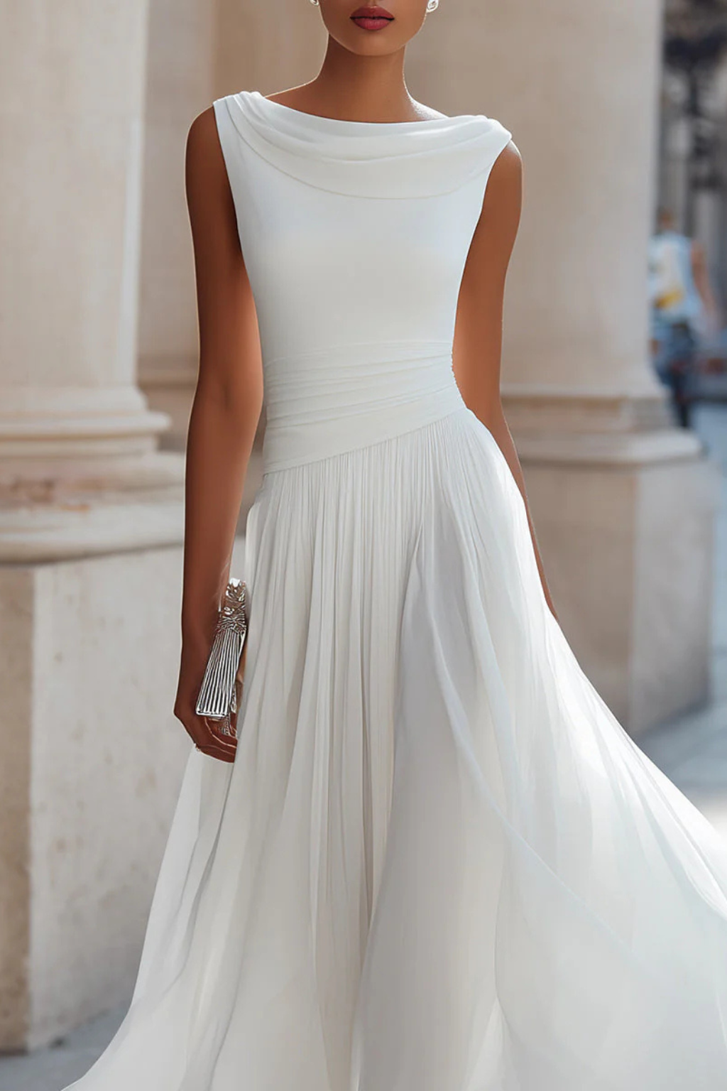 Vivienne | Women Draped Pleated Midi Dress