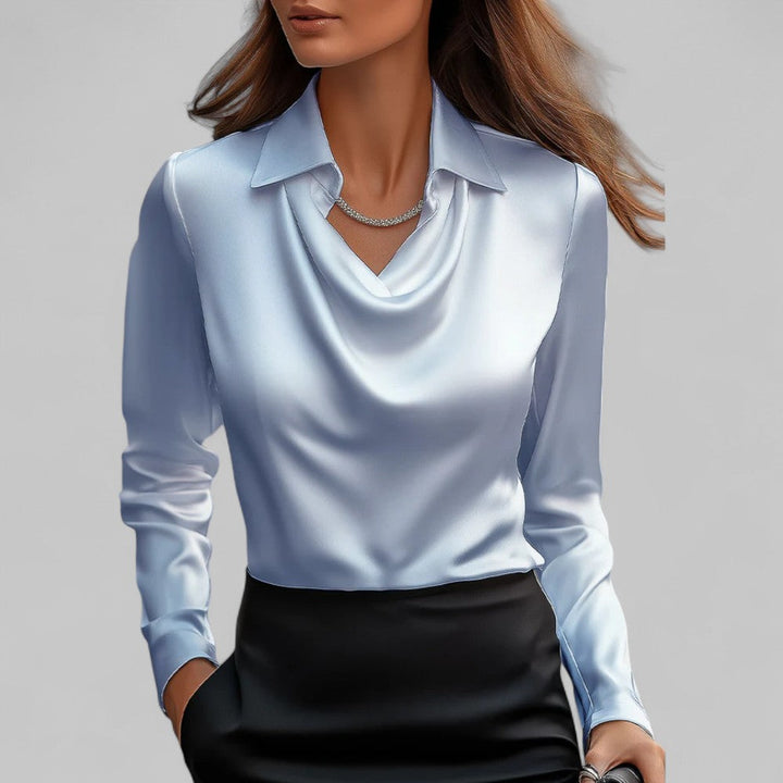 Harper | Women's Draped Neck Long Sleeve Blouse