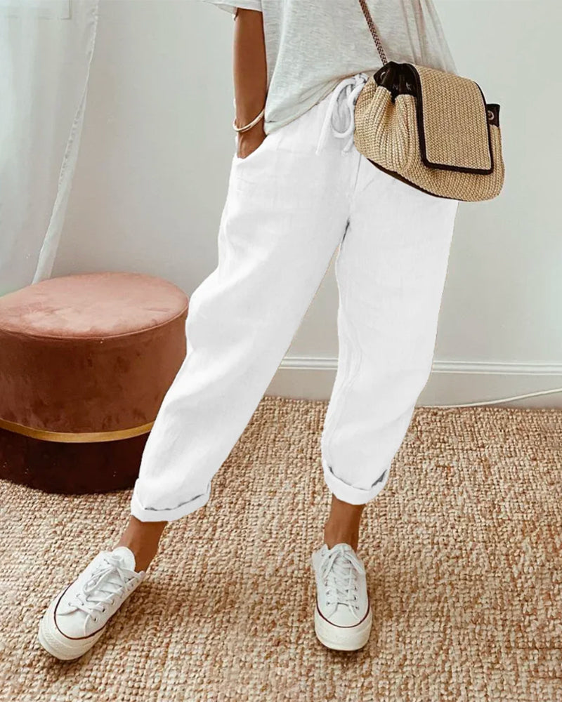 Sutton | Women's Relaxed Drawstring Cropped Trousers