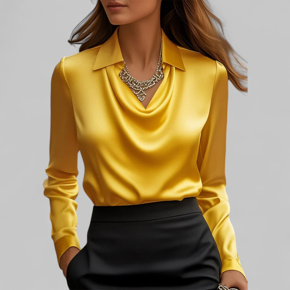 Harper | Women's Draped Neck Long Sleeve Blouse