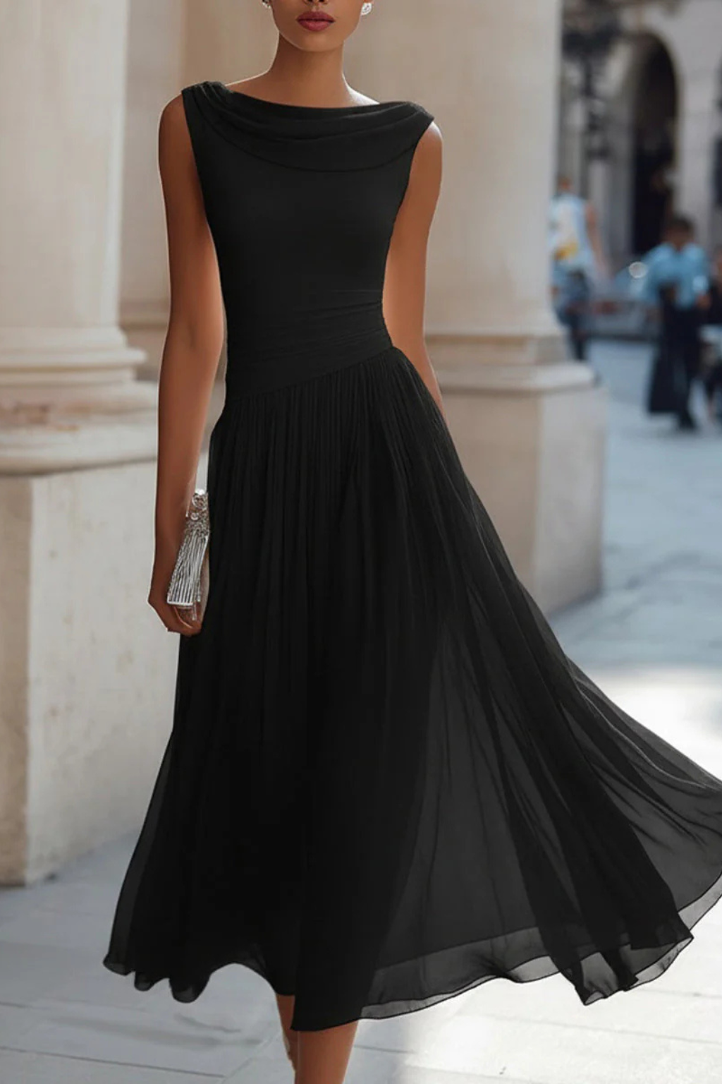 Vivienne | Women Draped Pleated Midi Dress