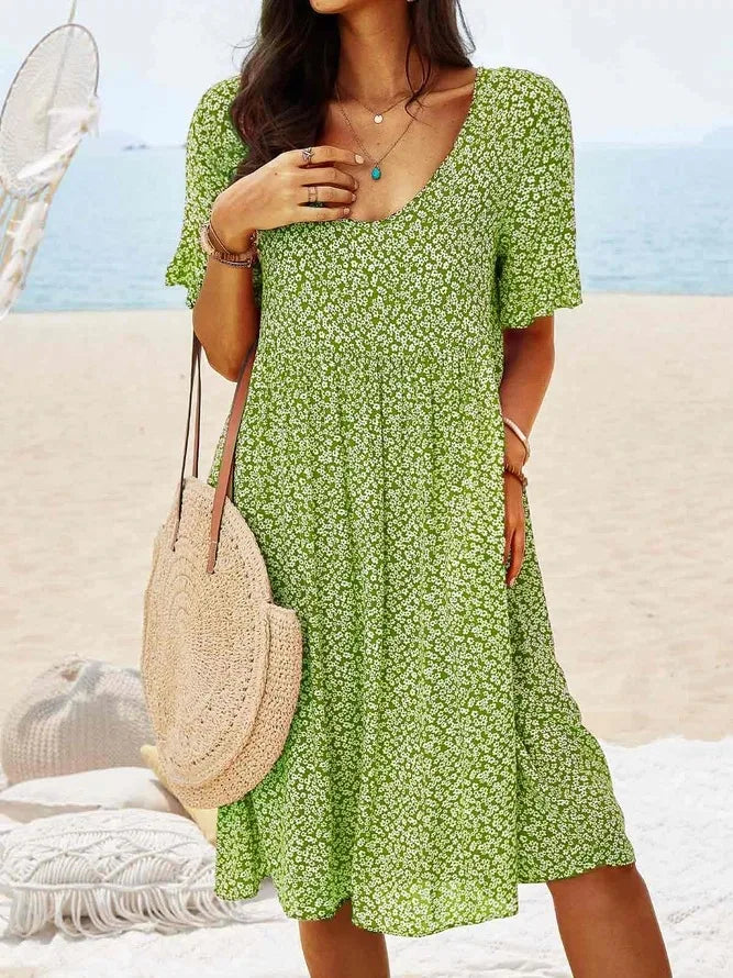 Daisy | Women's Ditsy Floral V-Neck Smock Dress
