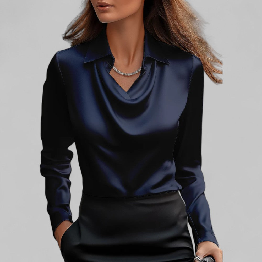 Harper | Women's Draped Neck Long Sleeve Blouse