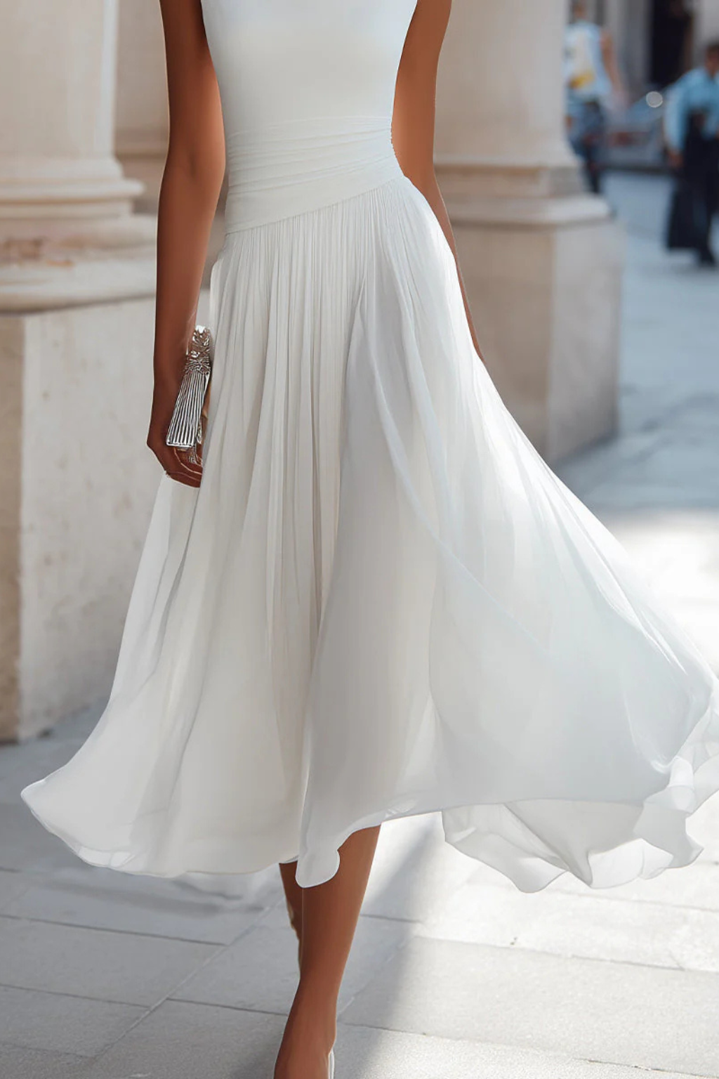 Vivienne | Women Draped Pleated Midi Dress