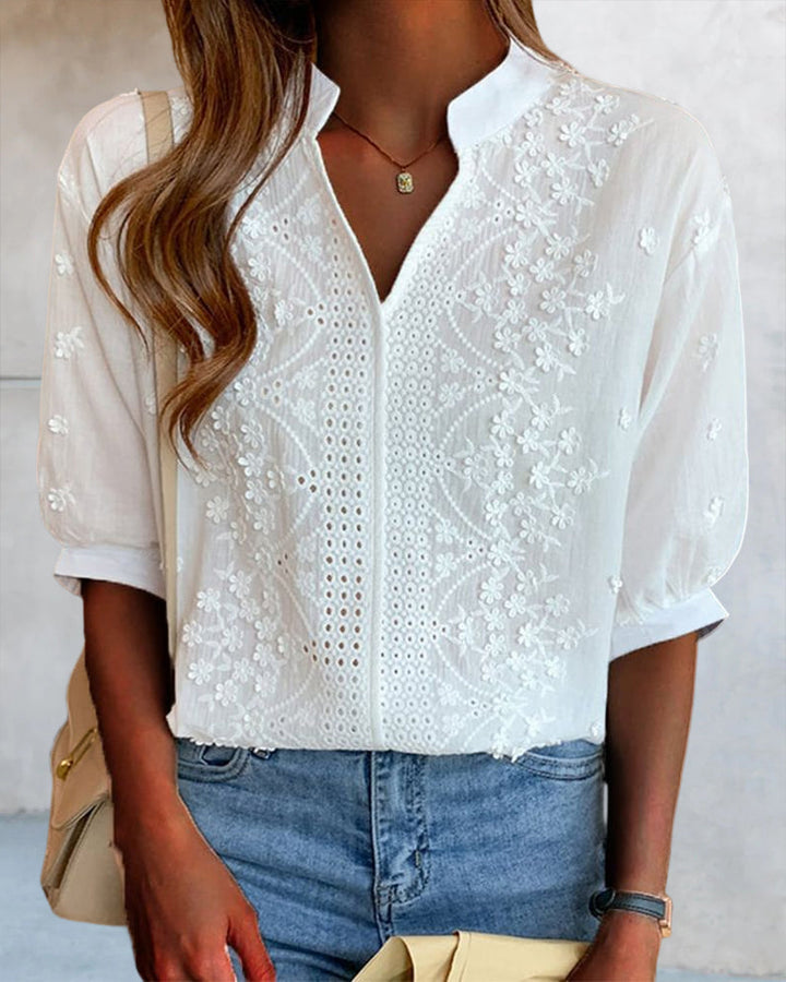 Xavier | Women V-Neck Puff Sleeve Blouse
