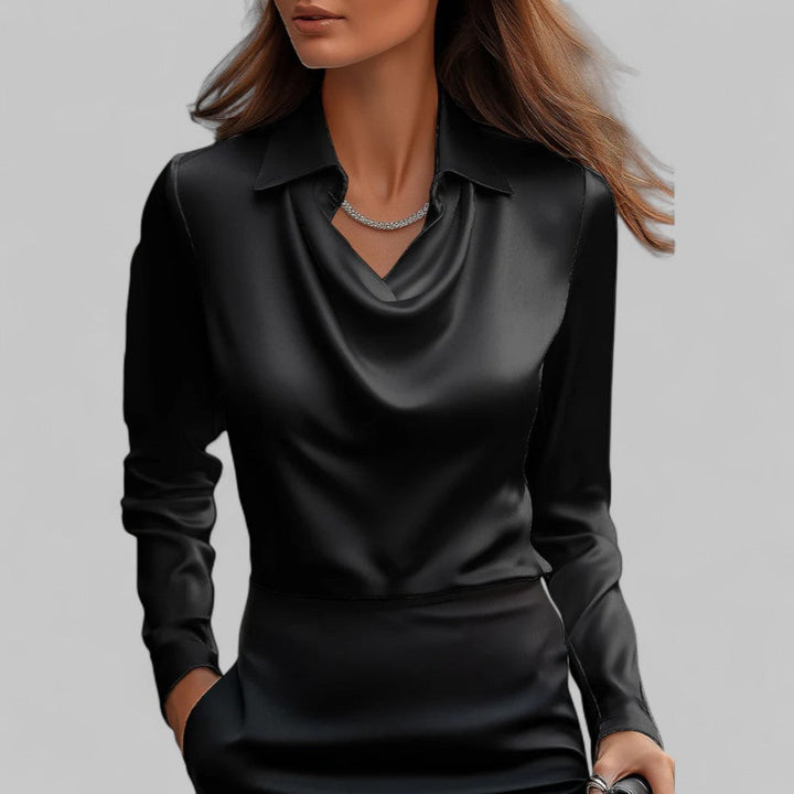 Harper | Women's Draped Neck Long Sleeve Blouse