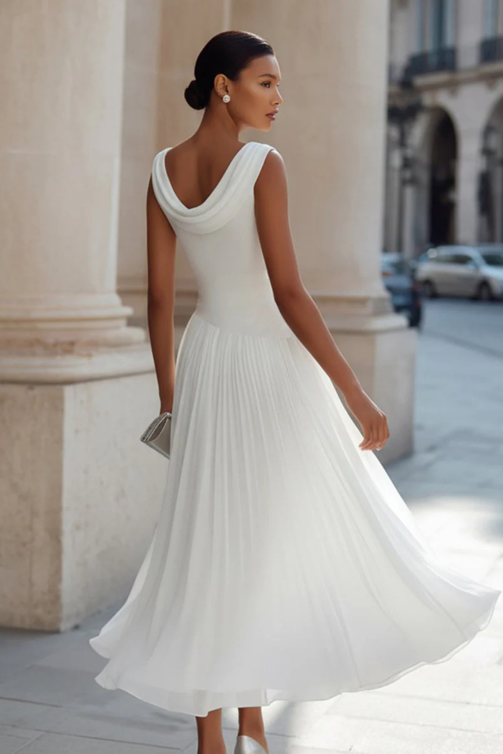 Vivienne | Women Draped Pleated Midi Dress