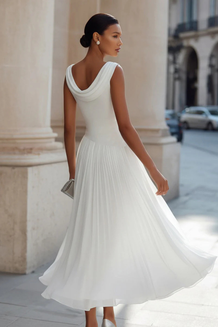 Vivienne | Women Draped Pleated Midi Dress