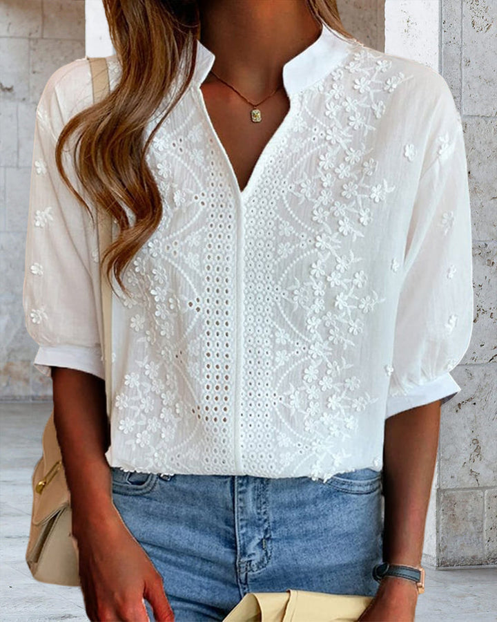 Xavier | Women V-Neck Puff Sleeve Blouse