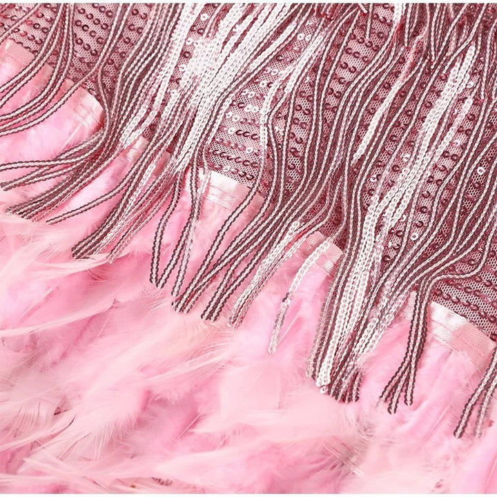 Sophie | Women's Feather Spaghetti Strap Mini Dress