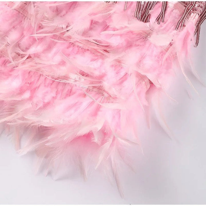 Sophie | Women's Feather Spaghetti Strap Mini Dress