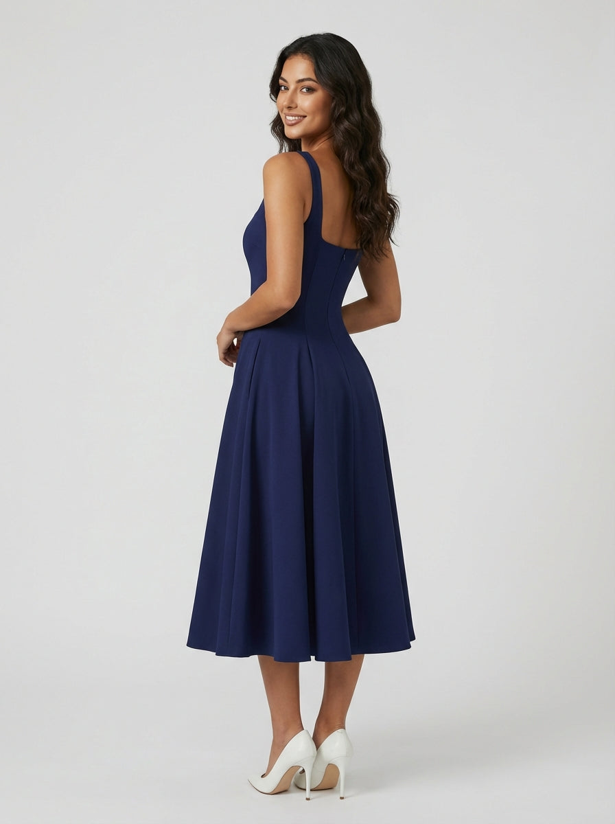 Brellmont | Women Navy Midi Dress