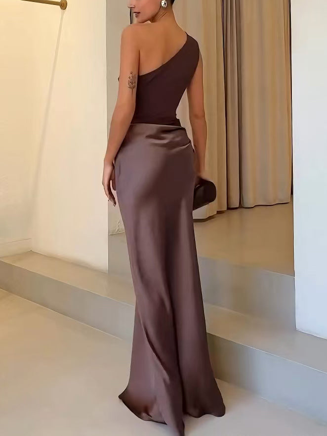 Anita | Women One-Shoulder Pleated Maxi Dress