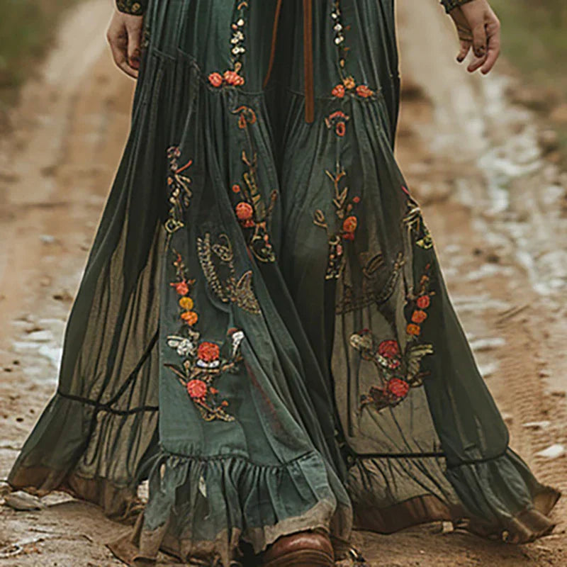 Isabella | Women Embroidered V-Neck Boho Maxi