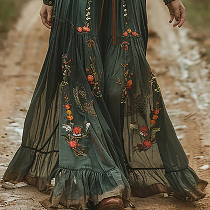 Isabella | Women Embroidered V-Neck Boho Maxi