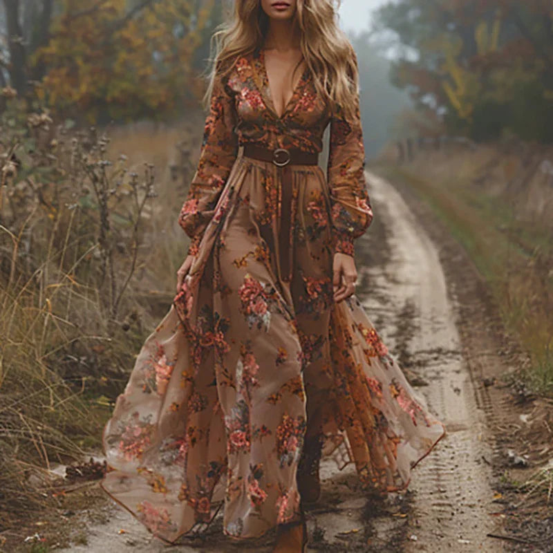 Isabella | Women Embroidered V-Neck Boho Maxi
