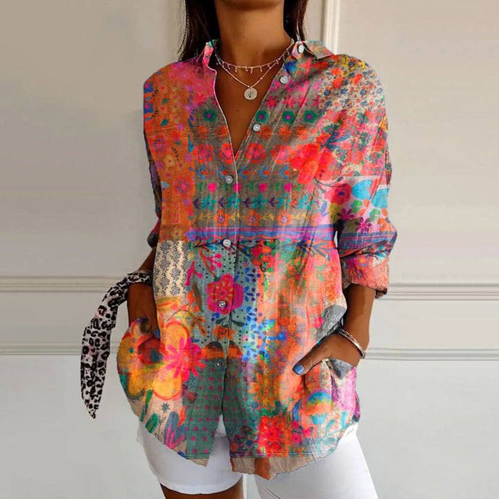 Amora | Women's Floral Button-Down Blouse