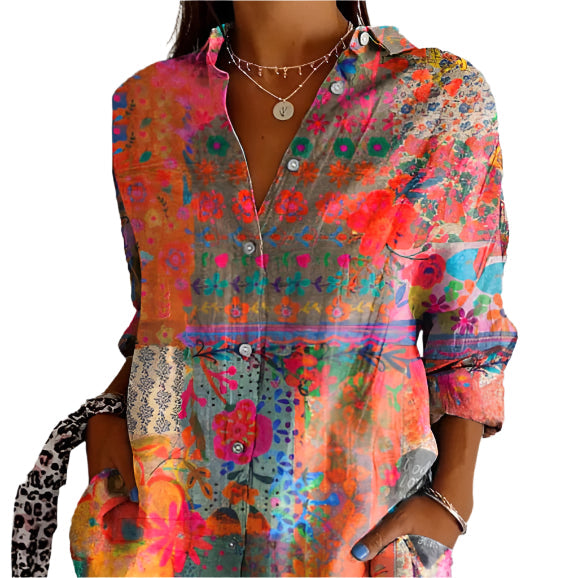 Amora | Women's Floral Button-Down Blouse