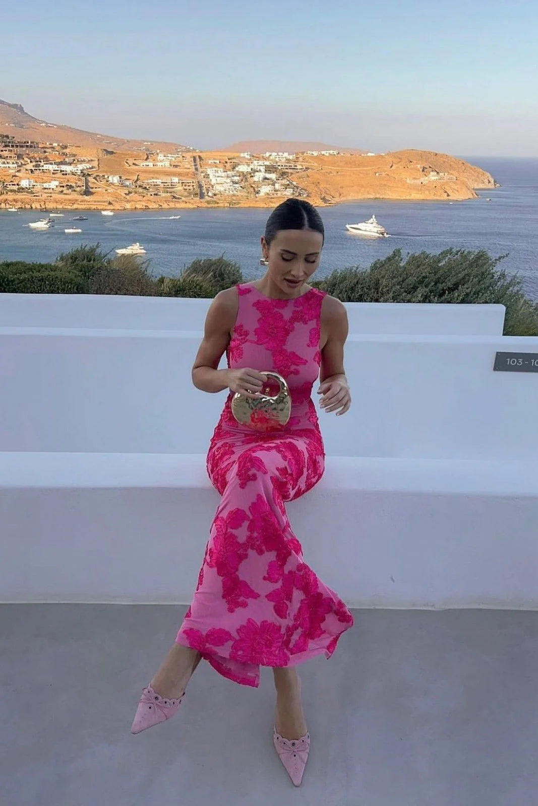 Valerie | Women's Bodycon Racer Neck Floral Maxi Dress