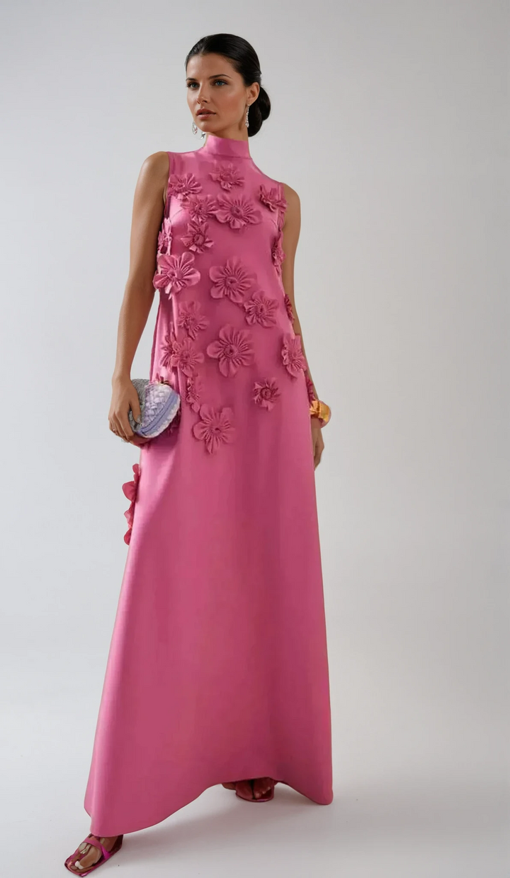 Celeste | Women's Floral Embellished Mock Neck Maxi Dress