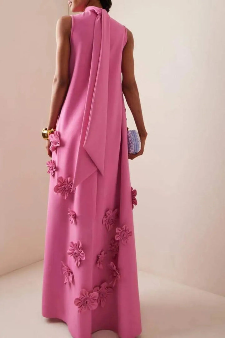 Celeste | Women's Floral Embellished Mock Neck Maxi Dress