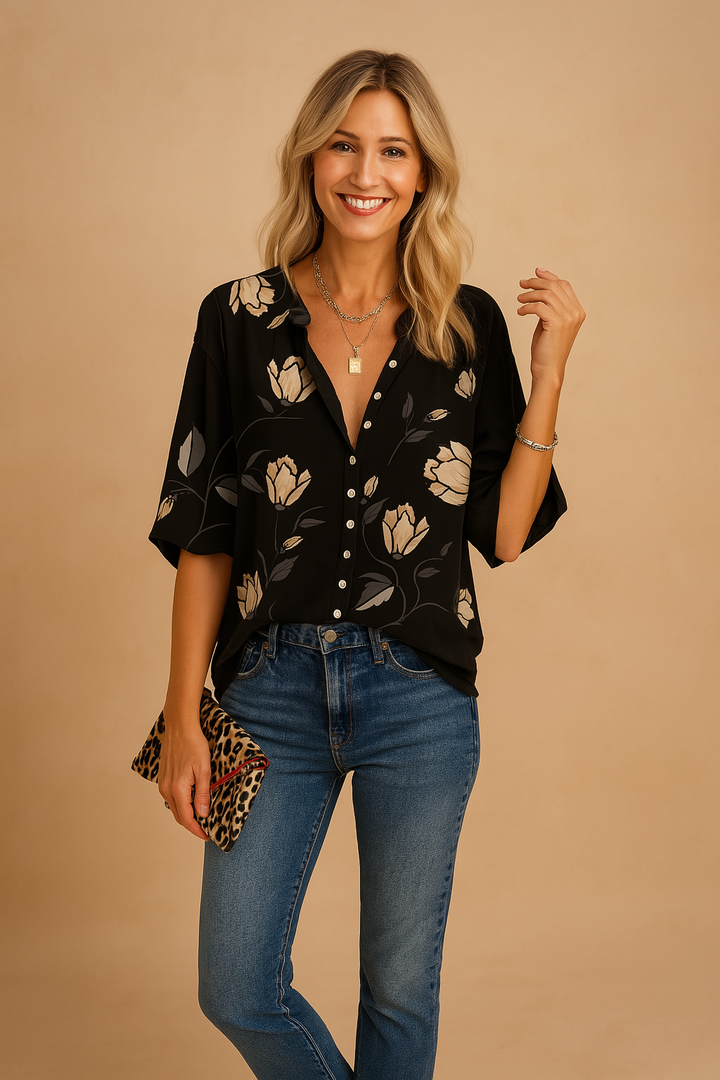 Monica | Women Relaxed Floral Button Blouse