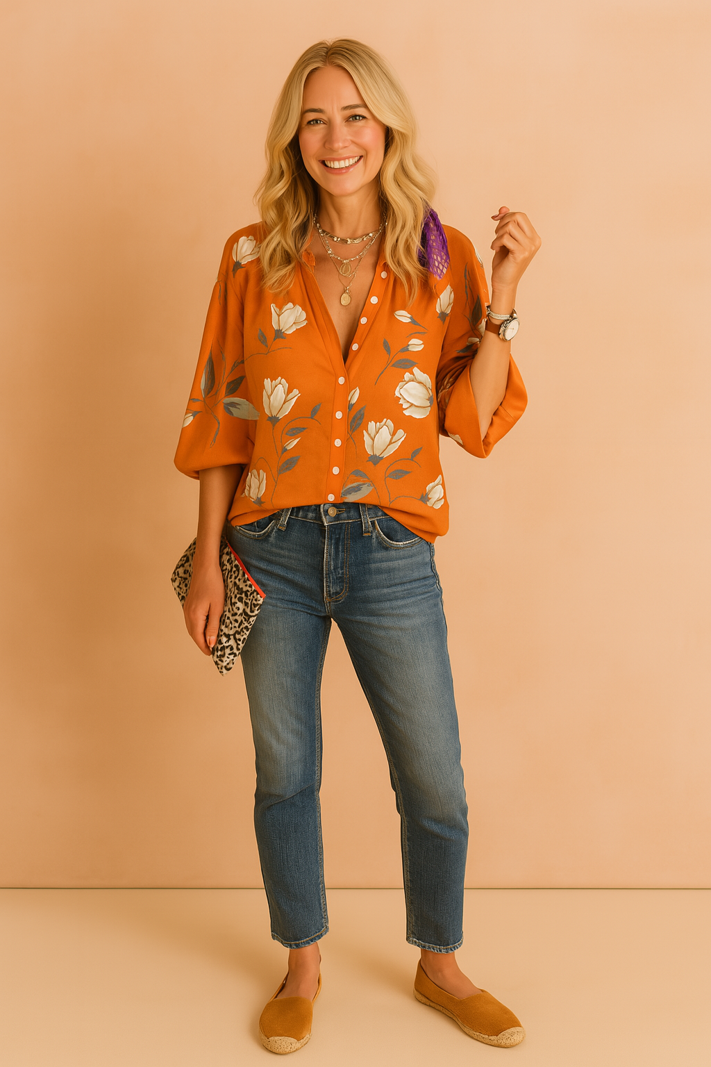 Monica | Women Relaxed Floral Button Blouse