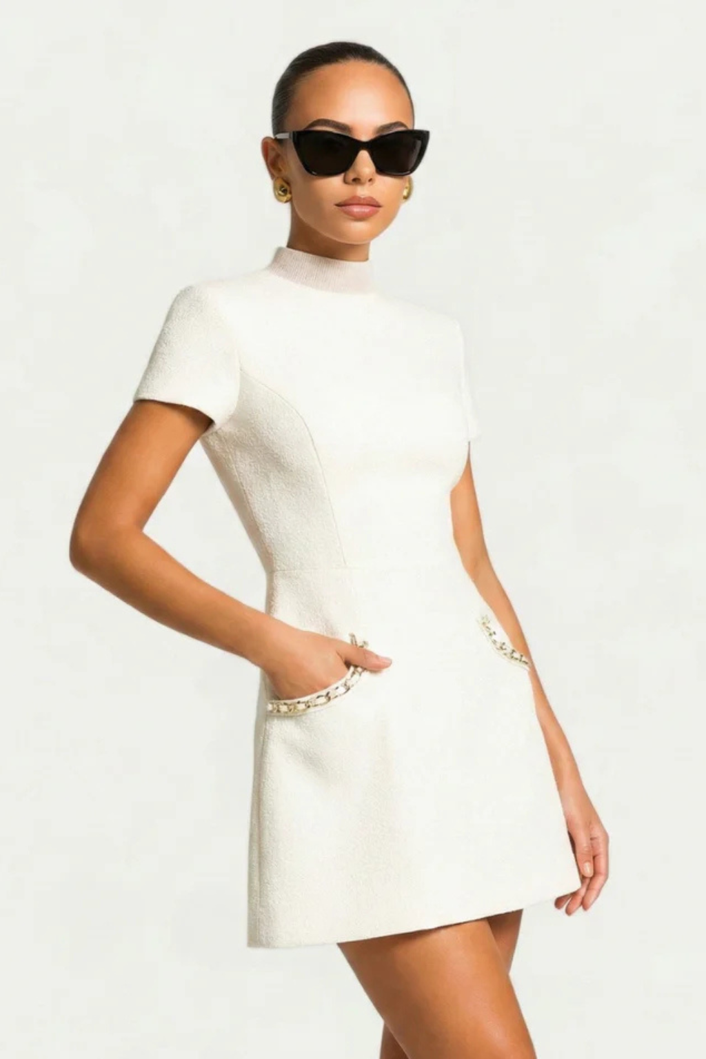 Bronwen | Women Pearl Trim Mini Dress