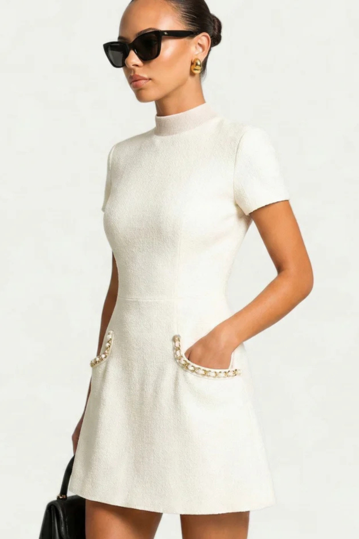 Bronwen | Women Pearl Trim Mini Dress