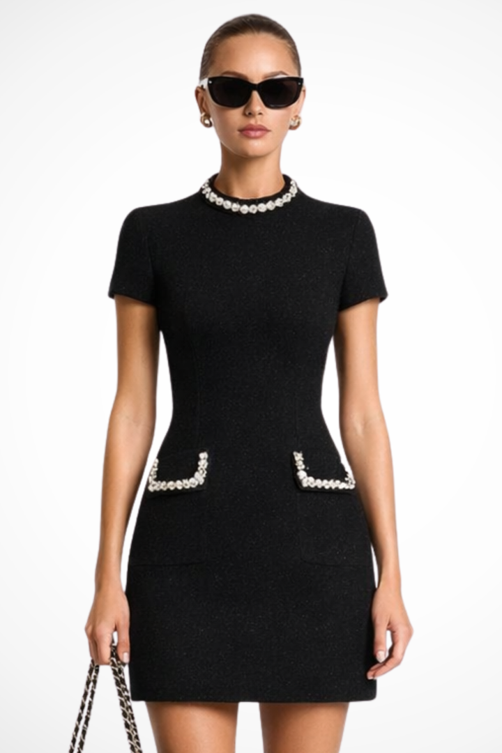 Bronwen | Women Pearl Trim Mini Dress
