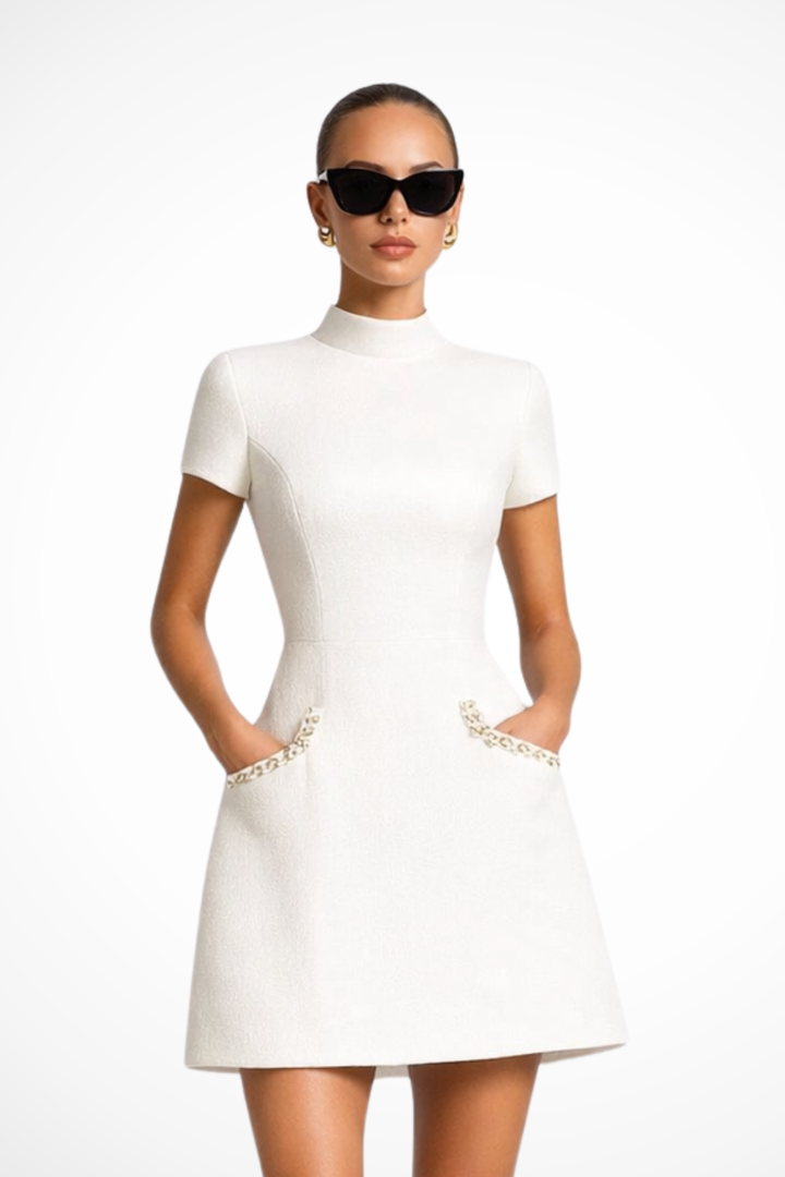 Bronwen | Women Pearl Trim Mini Dress