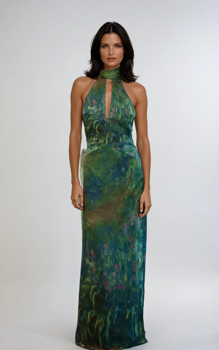 Sienna | Women's Artistic Irises Print Maxi Dress
