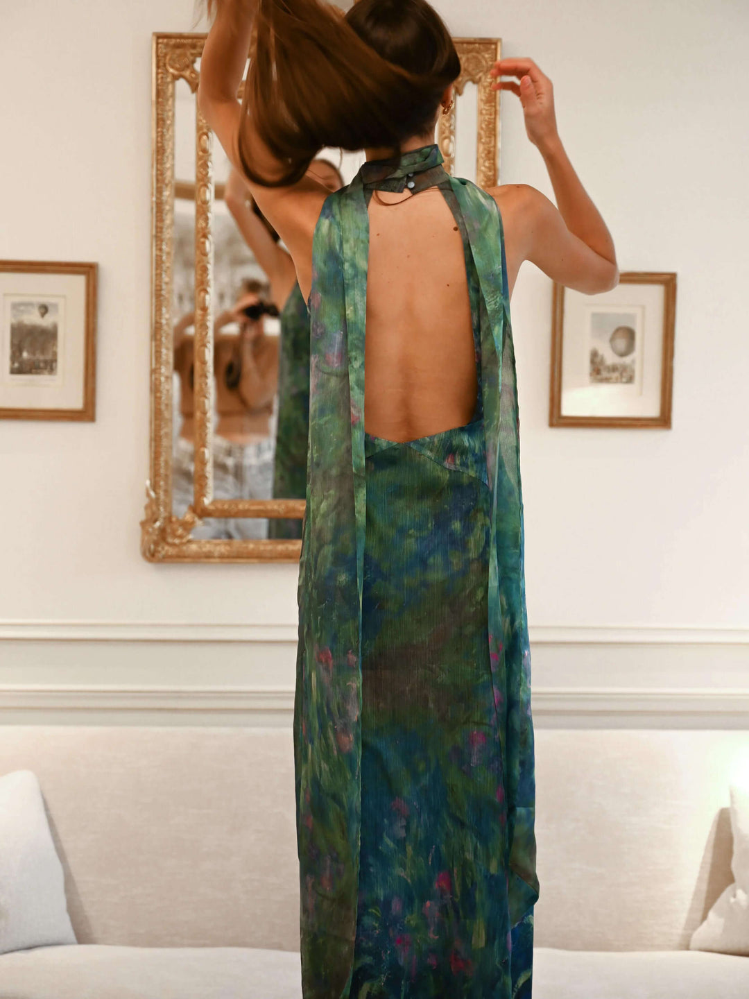 Sienna | Women's Artistic Irises Print Maxi Dress